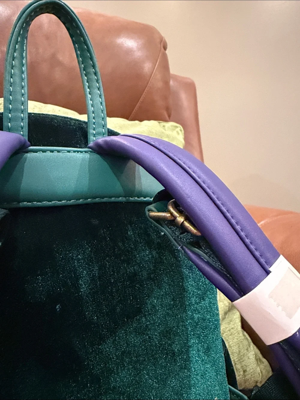 Hocus Pocus Velvet Green and Purple Mini Loungefly Backpack with Gold Embroidery